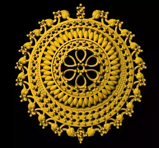 Sidepiece ornate gold circular ornament