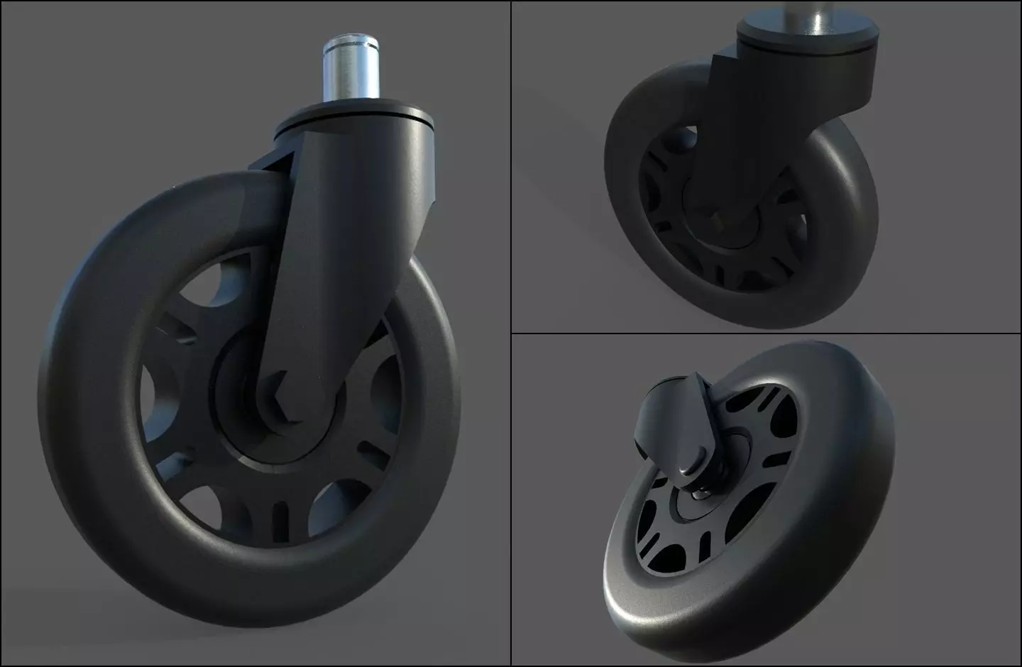 Caster Wheel M10 Low-poly 3D model_0