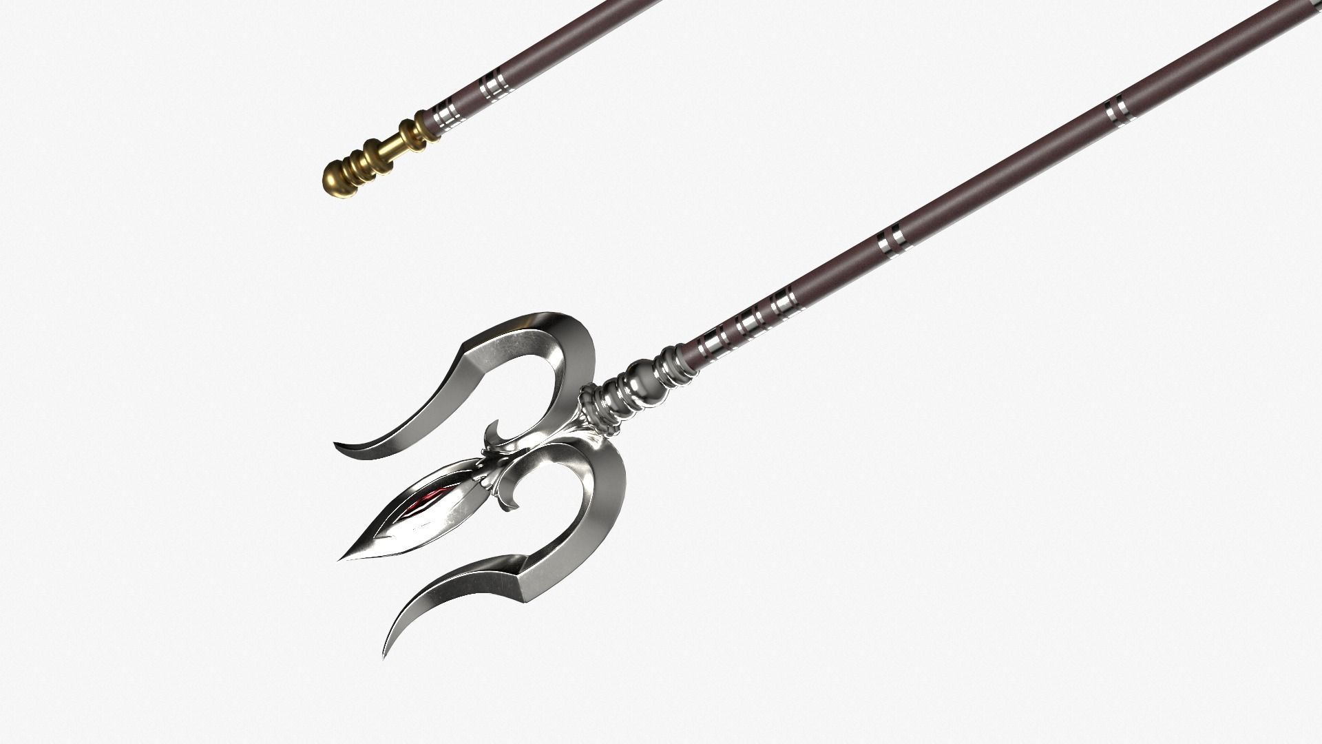 Trishul in silver Low-poly 3D model_6