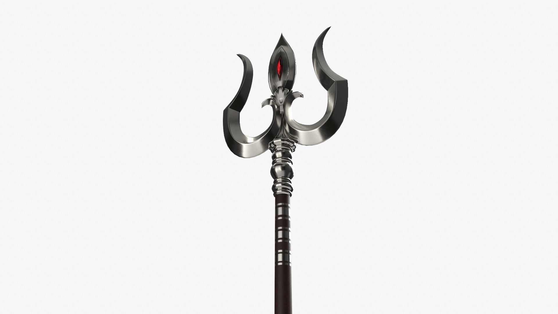 Trishul in silver Low-poly 3D model_2