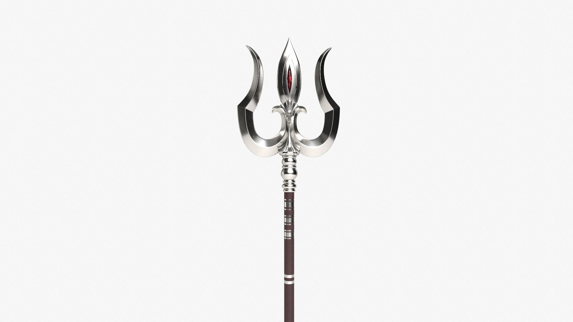Trishul in silver Low-poly 3D model_1