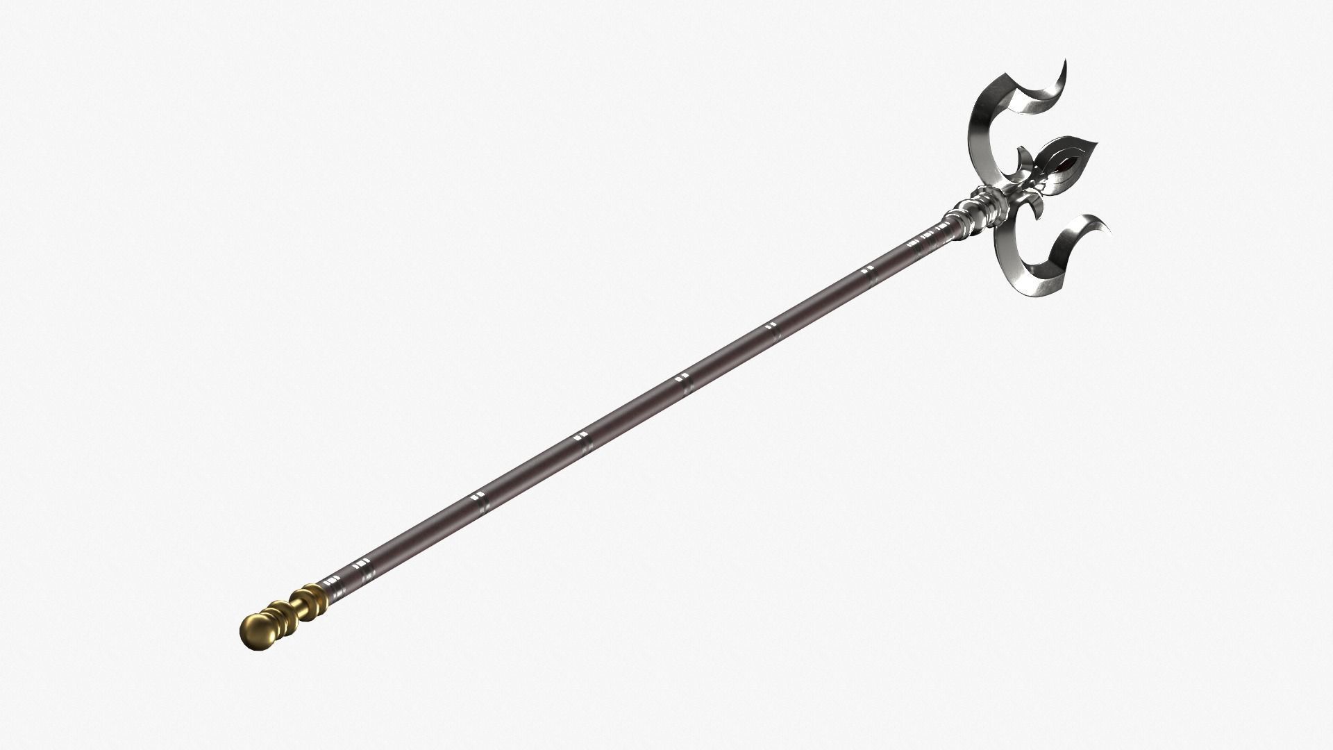 Trishul in silver Low-poly 3D model_4