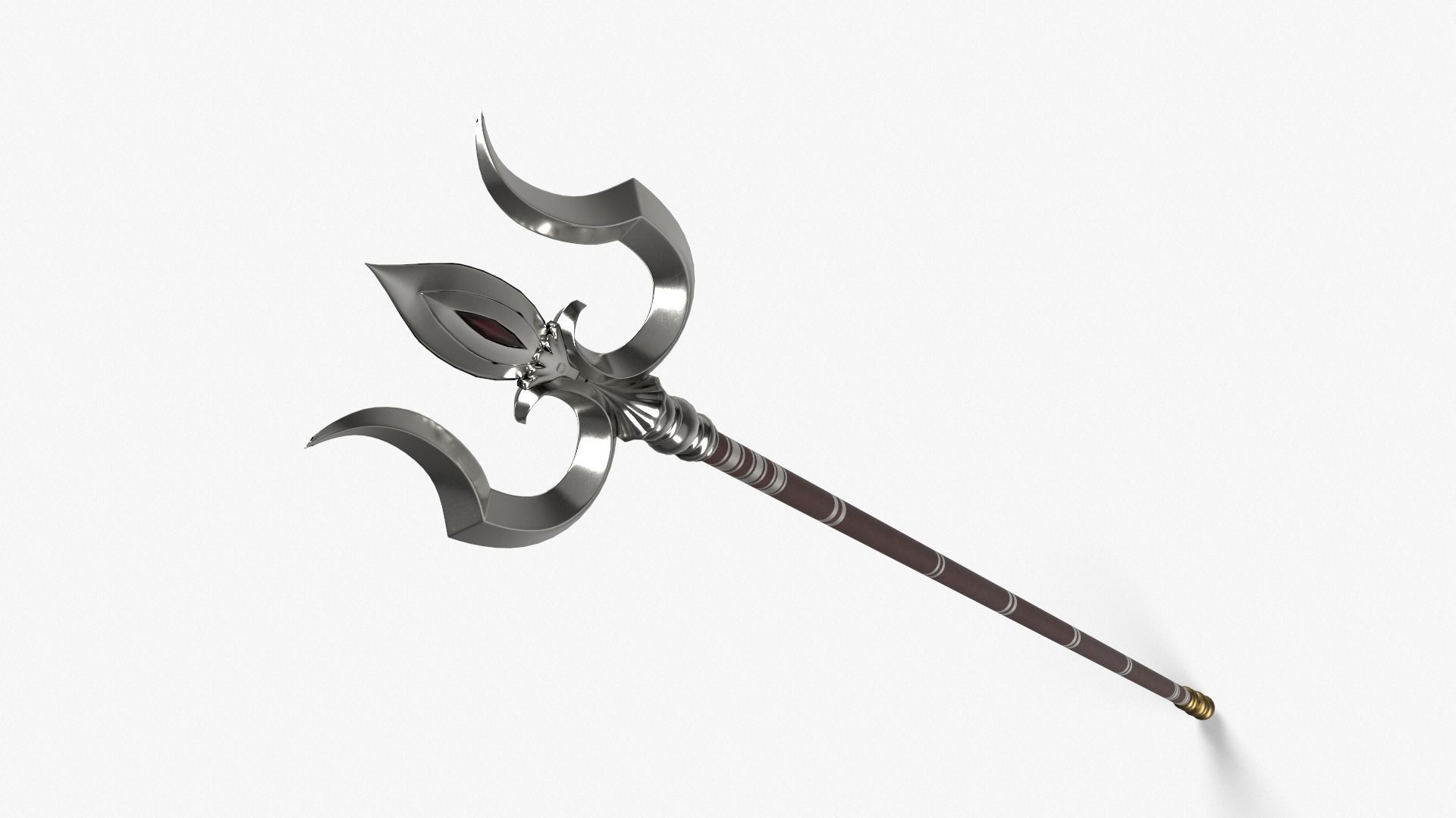 Trishul in silver Low-poly 3D model_3
