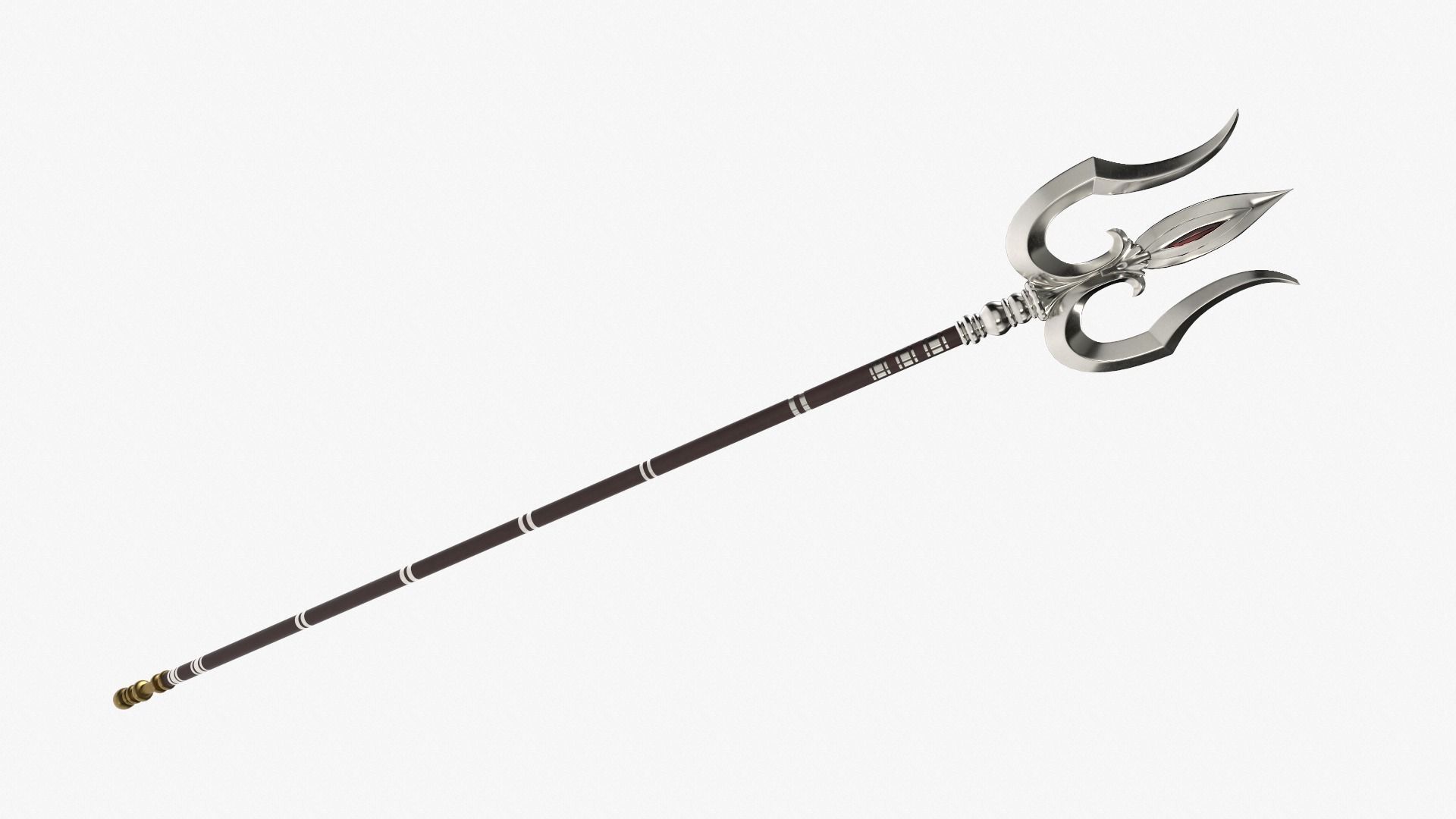 Trishul in silver Low-poly 3D model_8