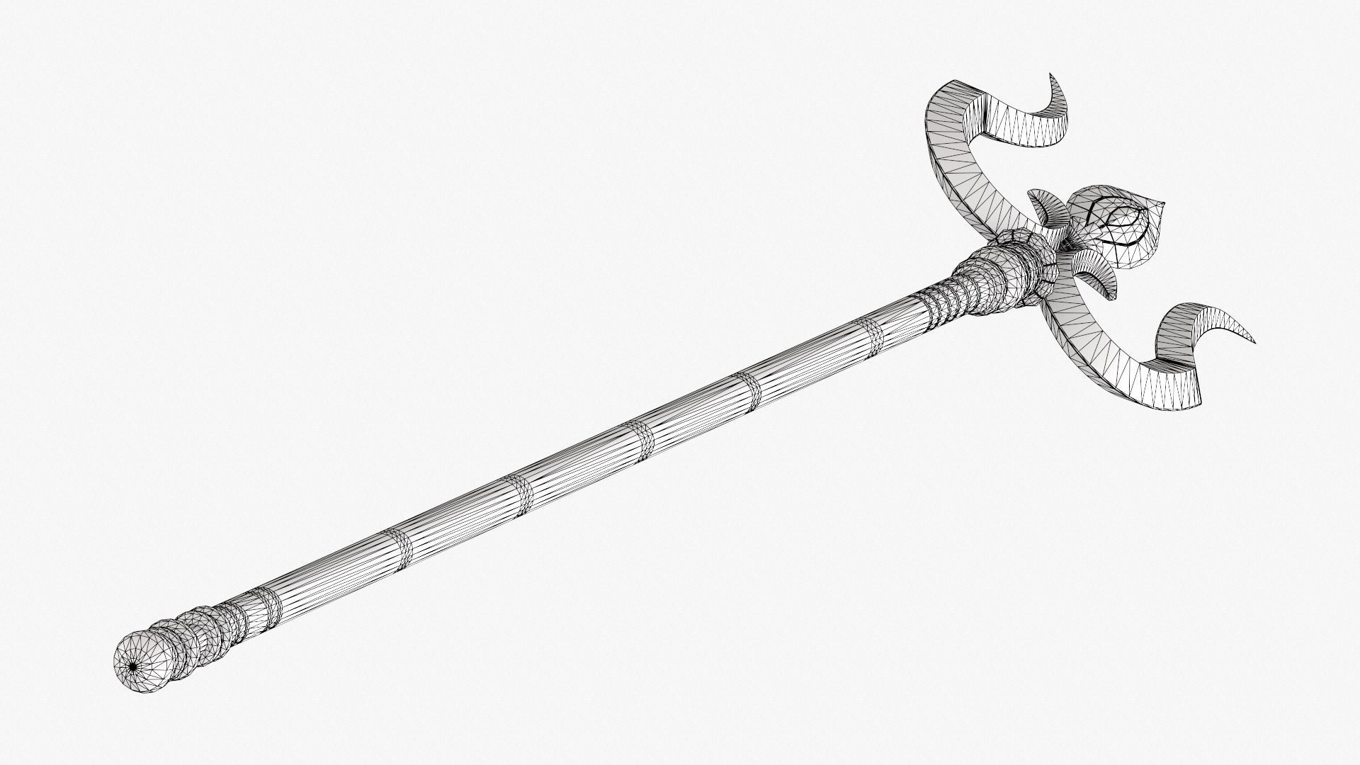 Trishul in silver Low-poly 3D model_11
