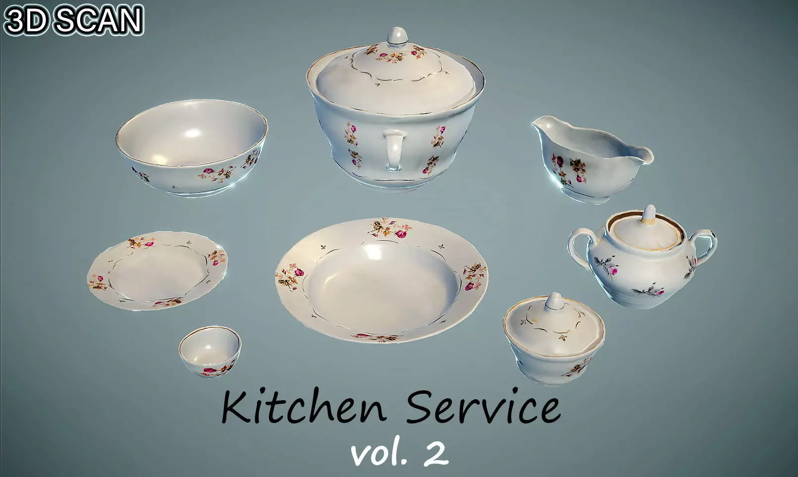 3D Scan Kitchen Service 02 Pack - Props Low-poly 3D model_0