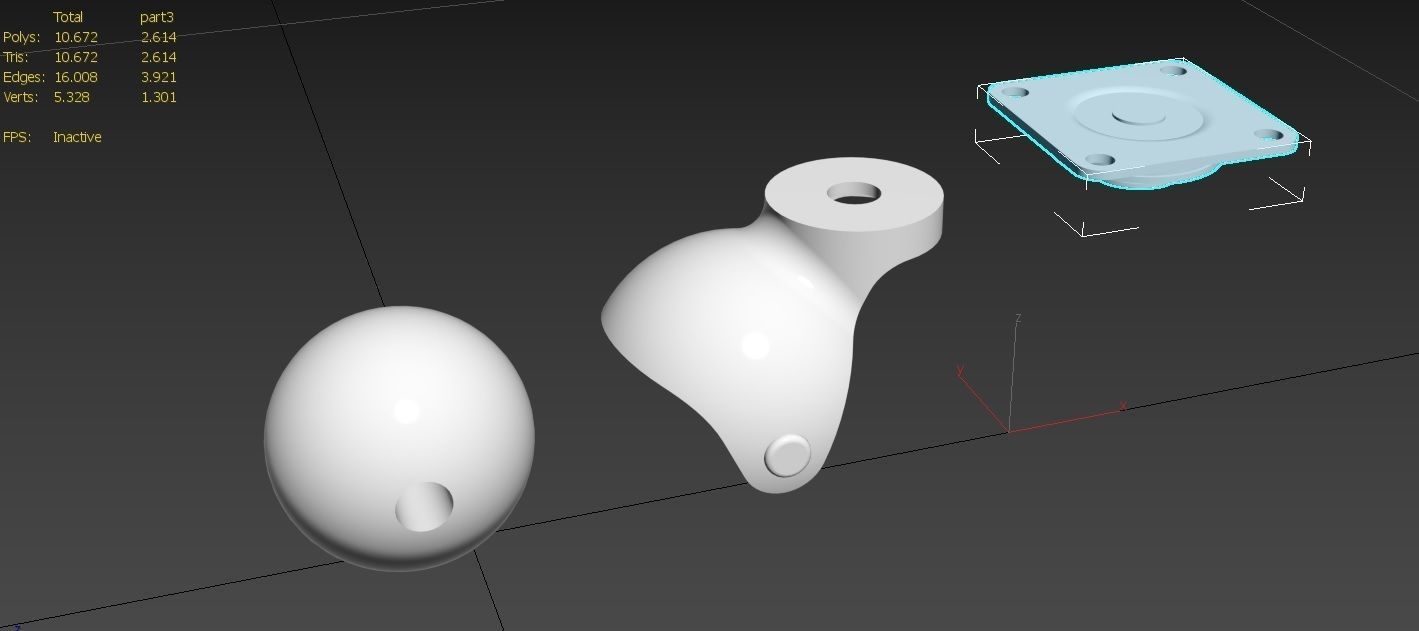 Caster Wheel M16 Low-poly 3D model_14