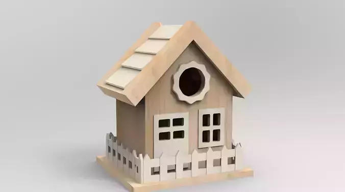 Wooden Bird House  Free low-poly 3D model