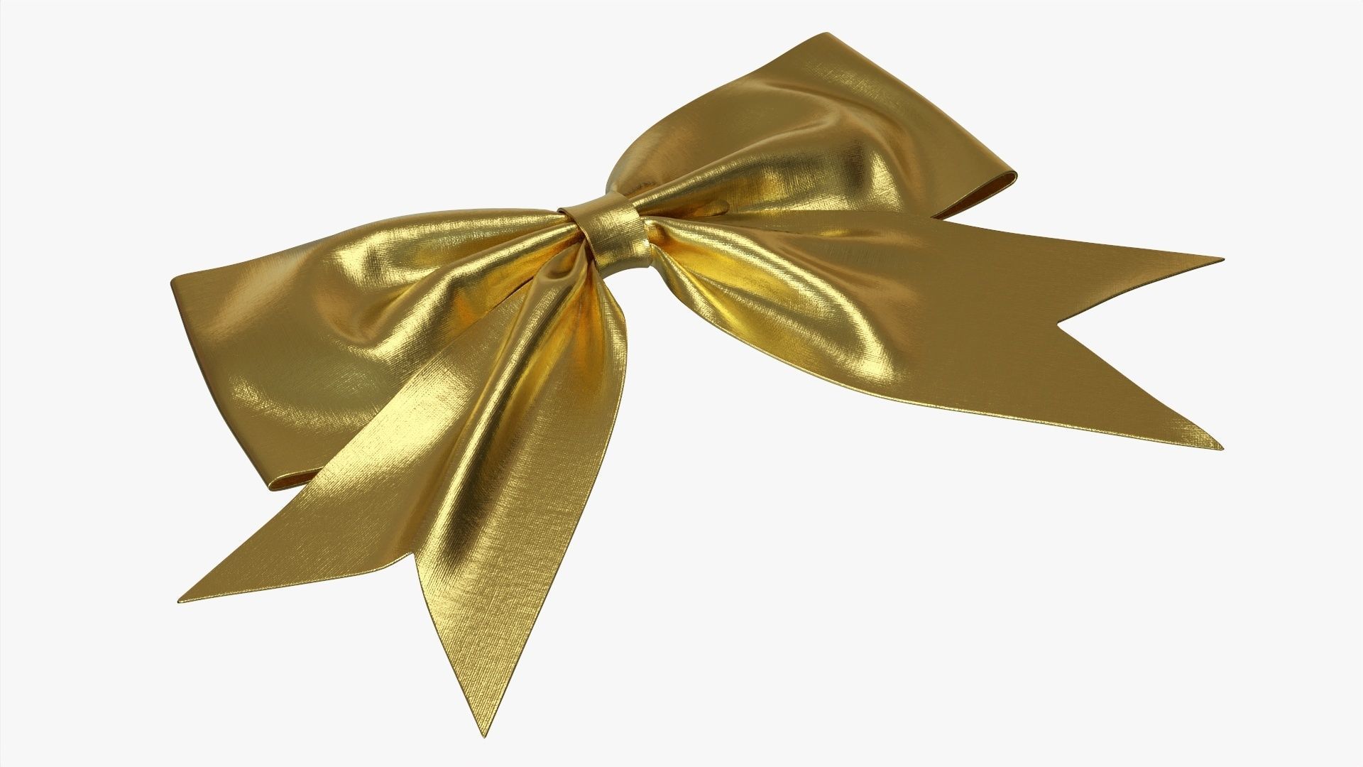 Small ribbon decoration gold metallic 3D model_1