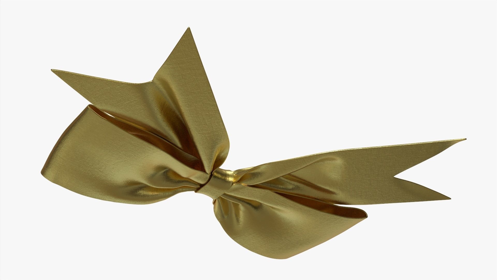 Small ribbon decoration gold metallic 3D model_3