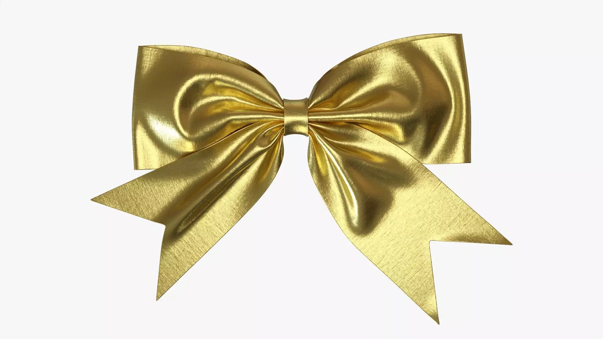 Small ribbon decoration gold metallic 3D model_0