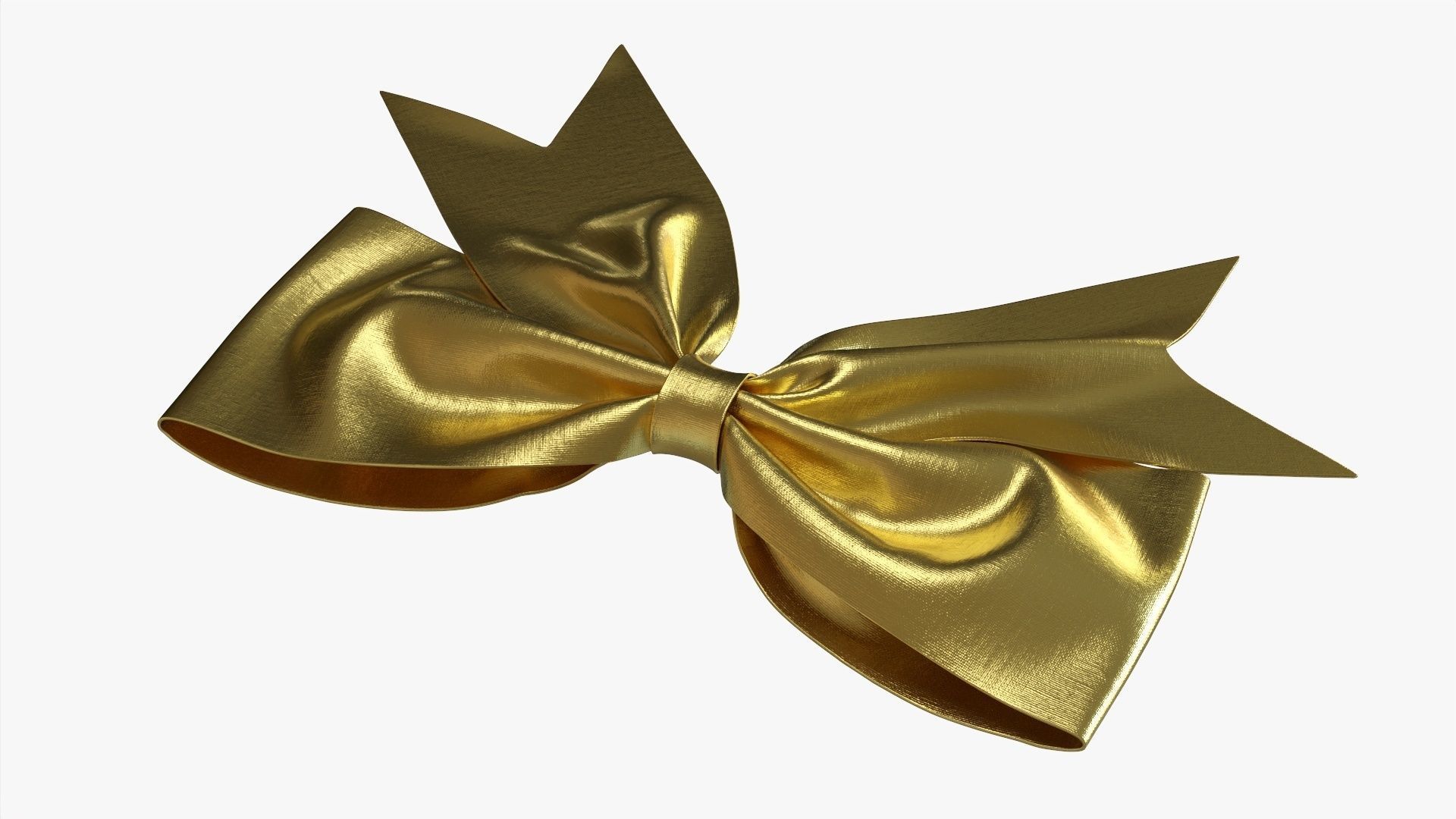 Small ribbon decoration gold metallic 3D model_2