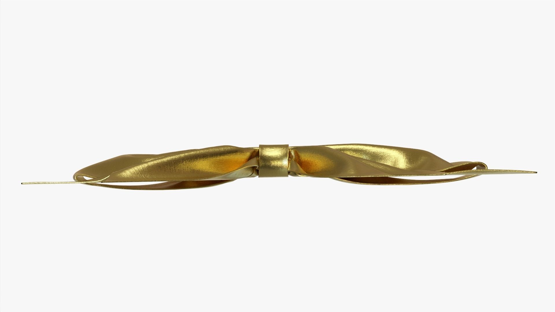 Small ribbon decoration gold metallic 3D model_4