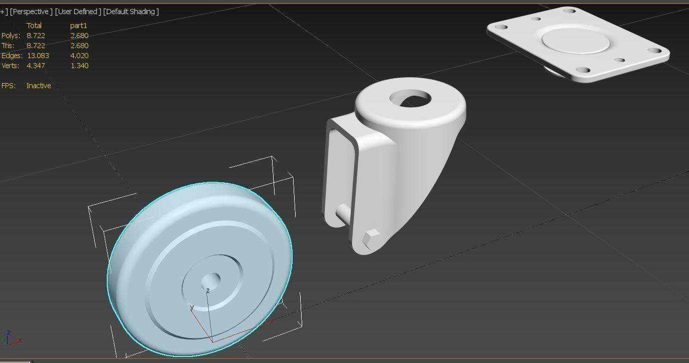 Caster Wheel 17 Low-poly 3D model_15