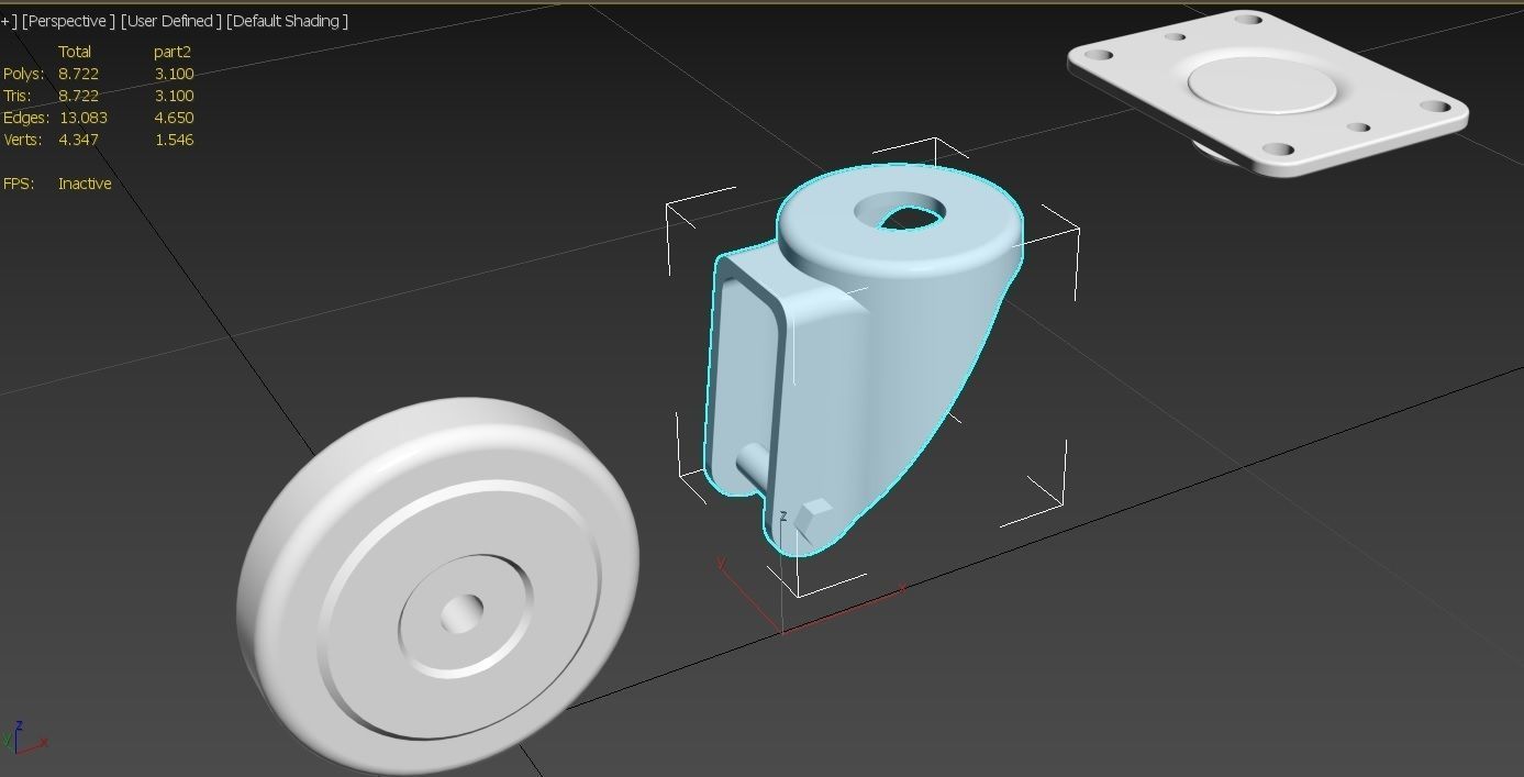 Caster Wheel 17 Low-poly 3D model_16