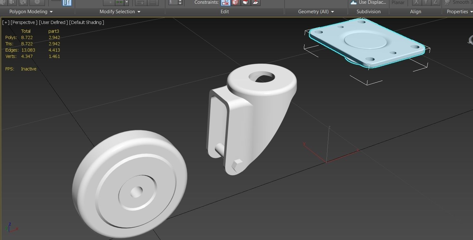 Caster Wheel 17 Low-poly 3D model_40