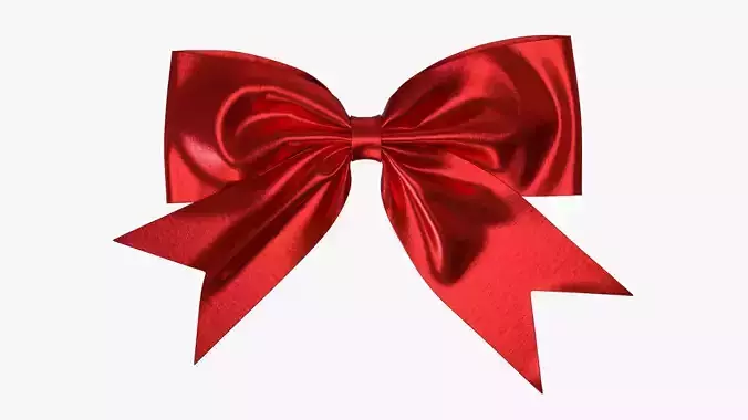 Small ribbon decoration red metallic 3D model