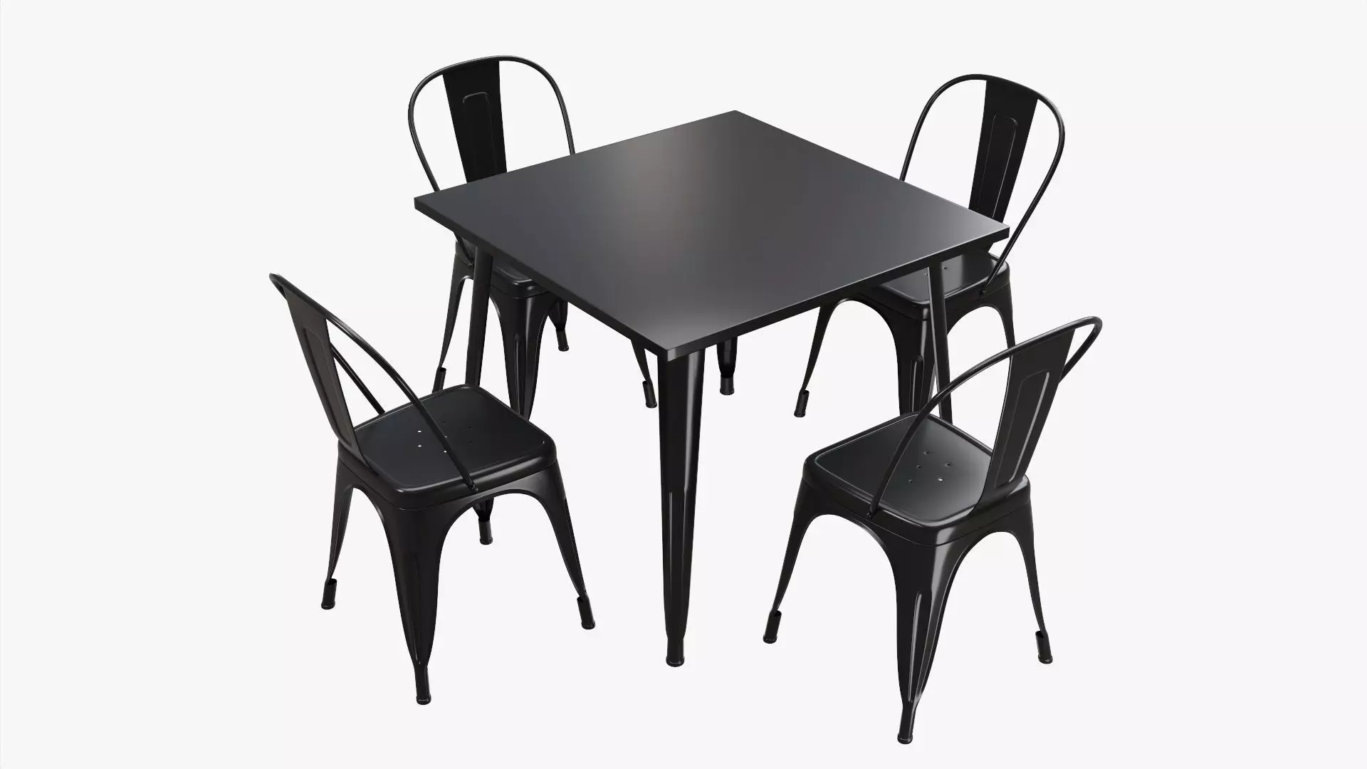 Square Dining Outdoor Table with Chairs 3D model