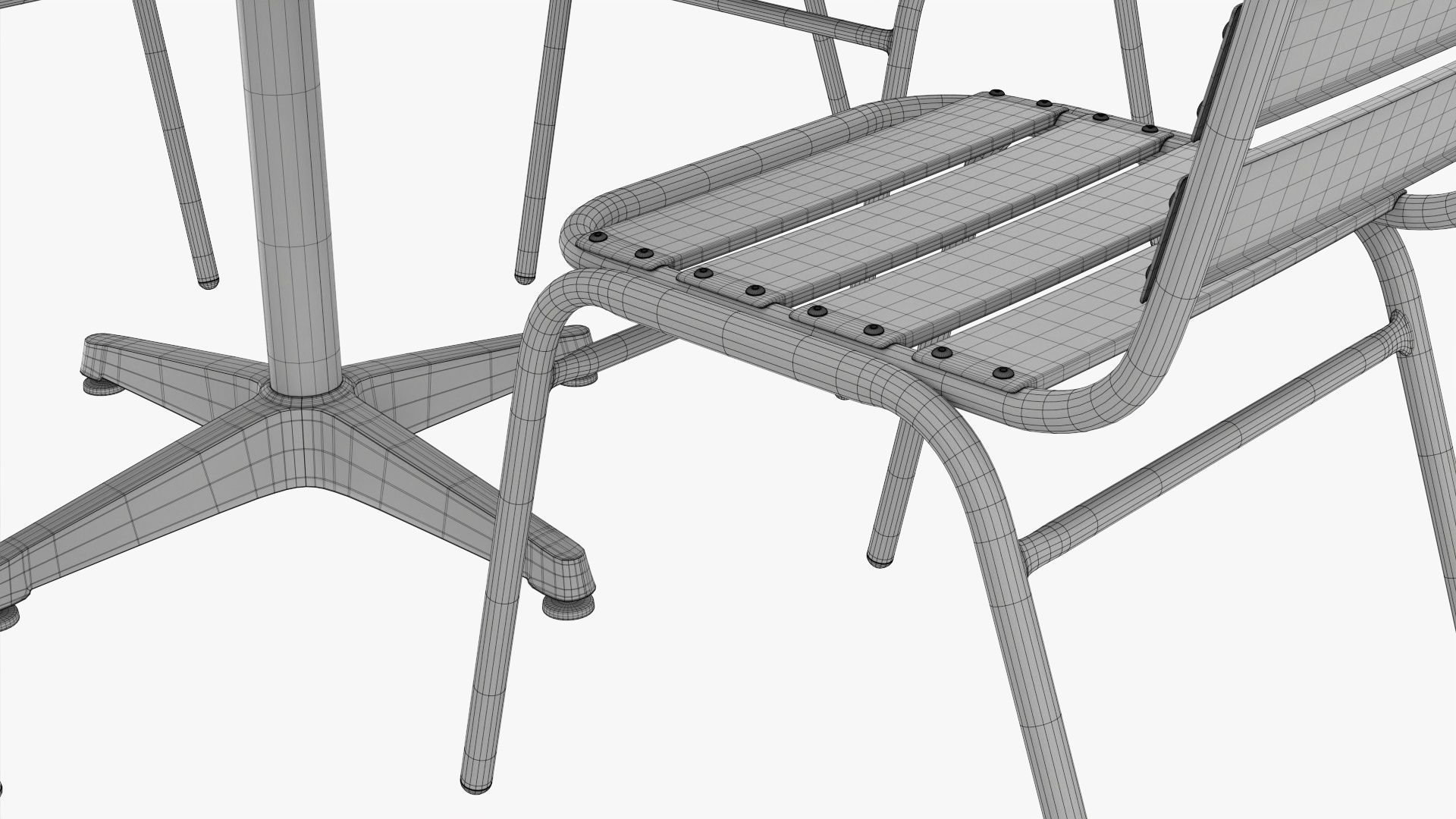 Square Metal Dining Table with Chairs 3D model_8