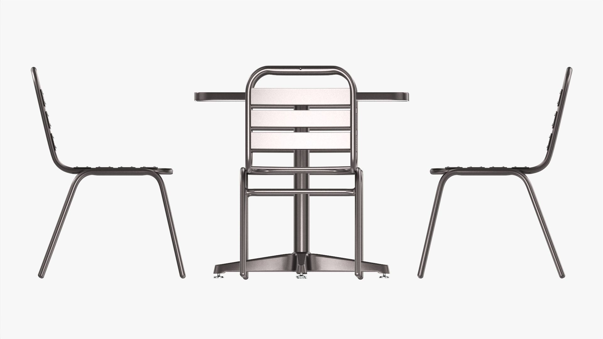 Square Metal Dining Table with Chairs 3D model_4