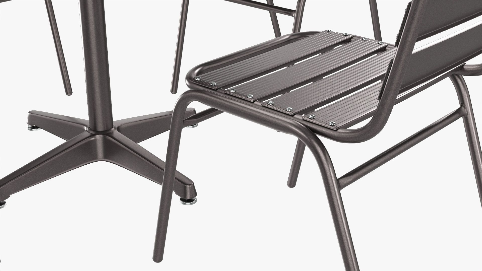 Square Metal Dining Table with Chairs 3D model_3