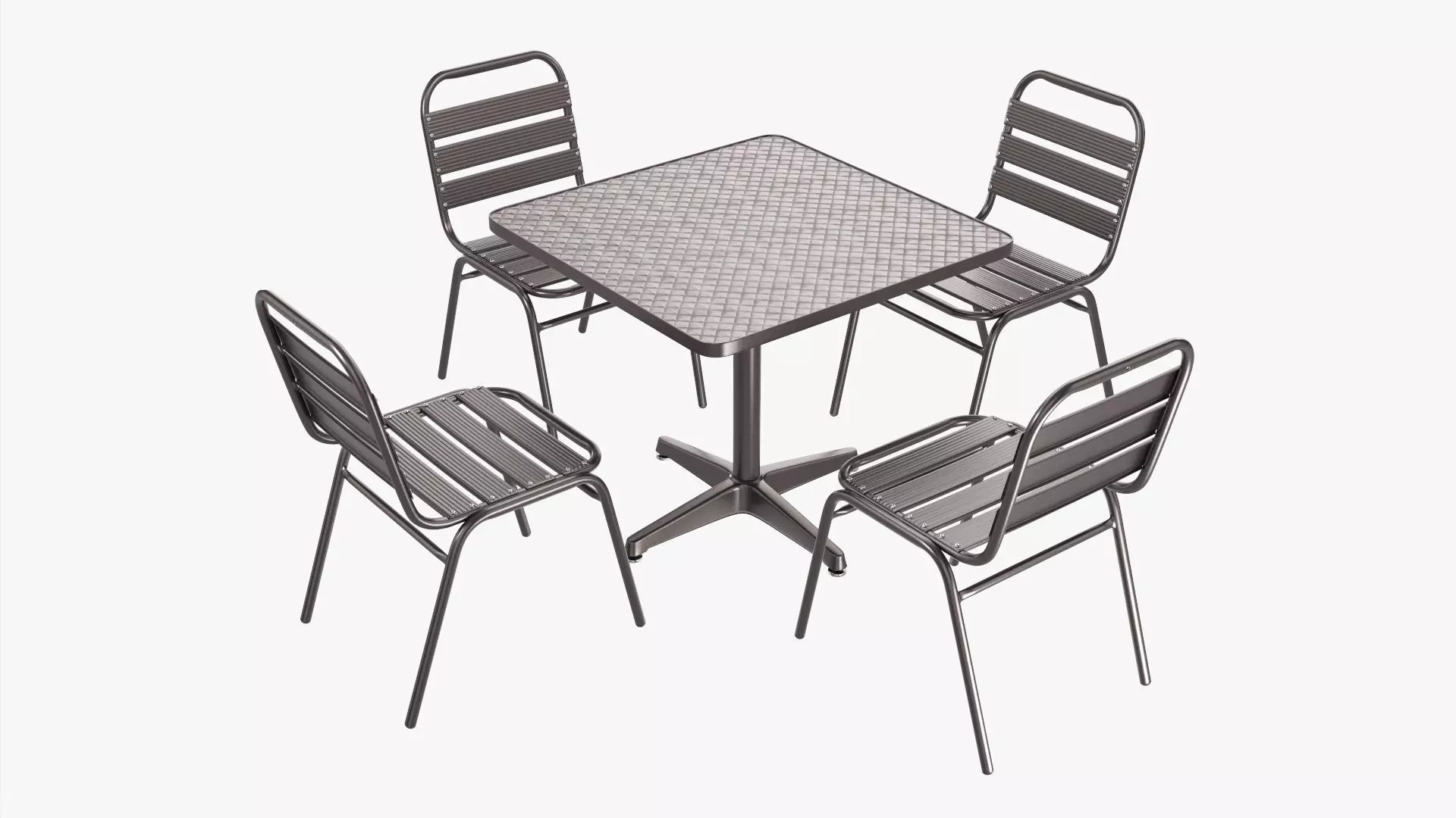 Square Metal Dining Table with Chairs 3D model_0