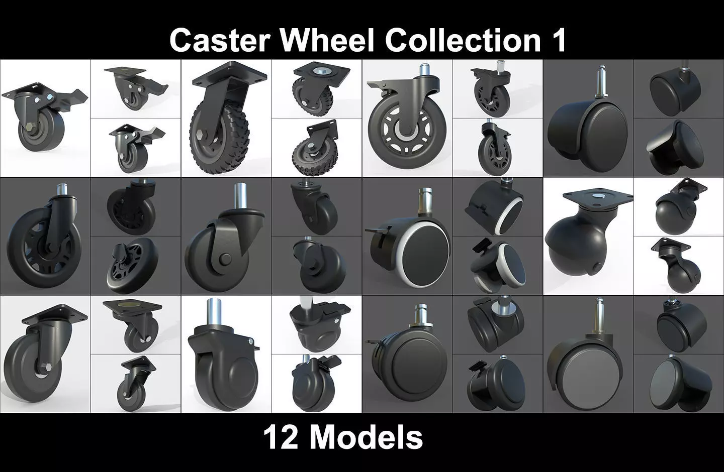 Caster Wheel  Collection 1 -  12 Models _0