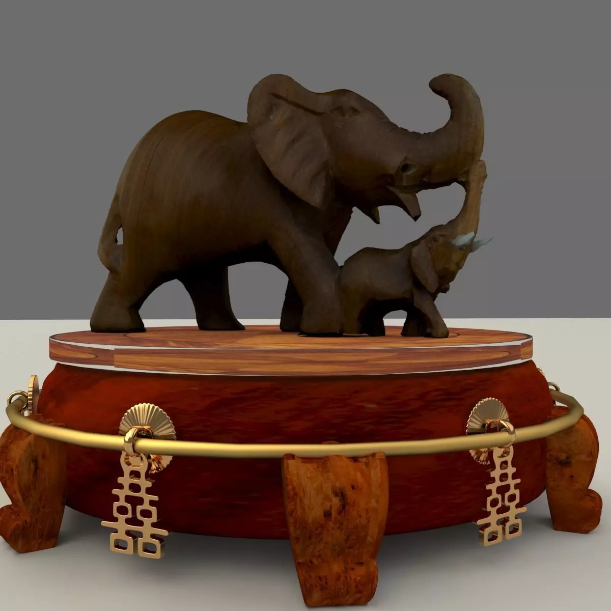 Chinese display stand with elephant 3D model