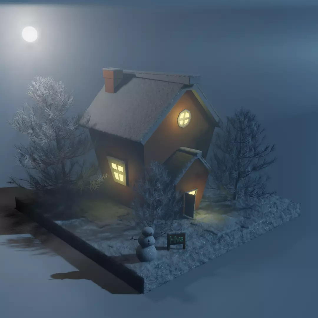Winter House 3D model_0