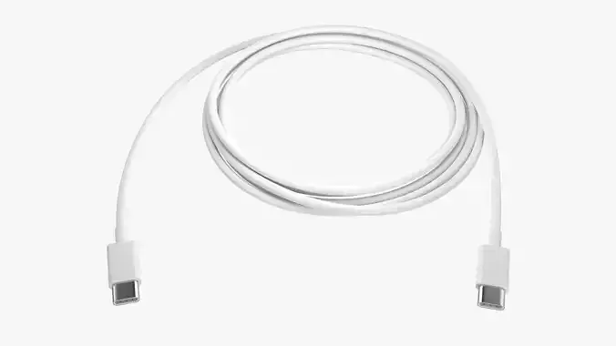 USB C cable double sided white 3D model