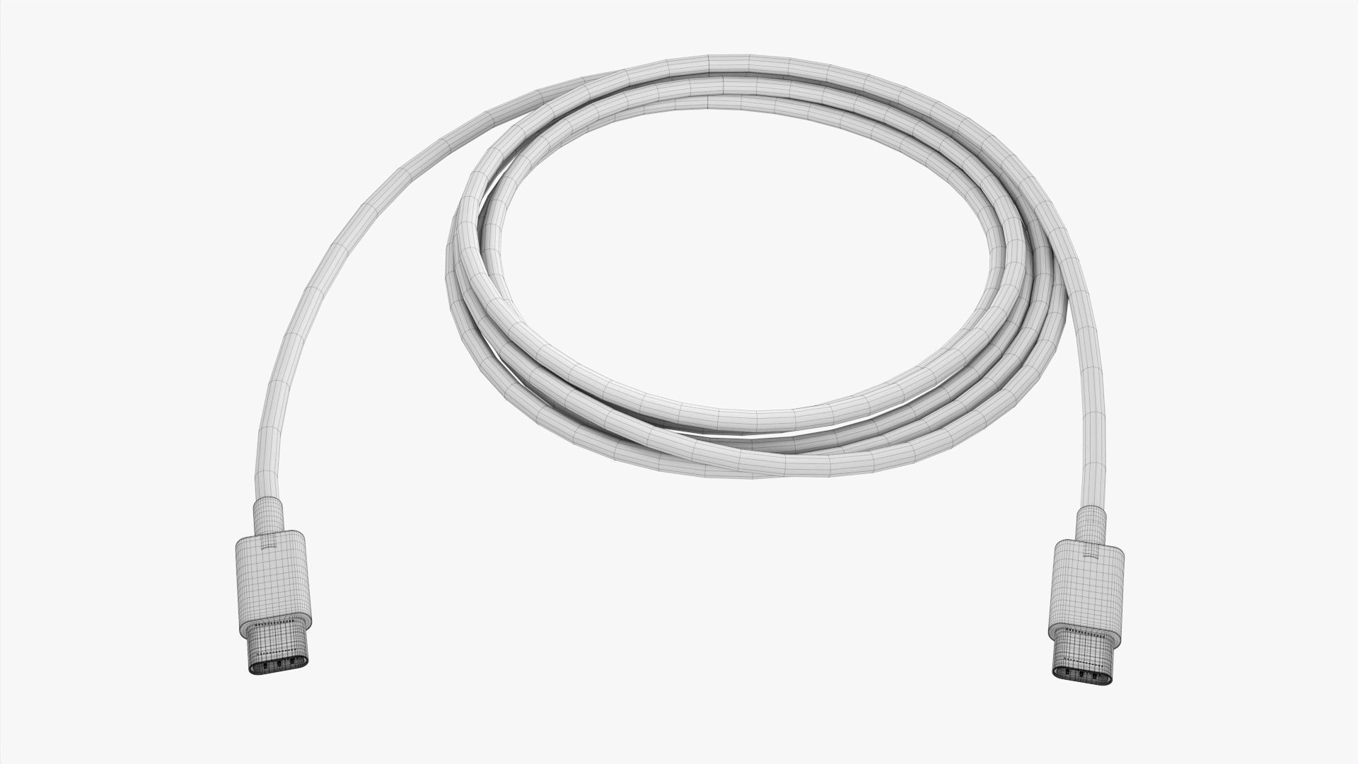 USB C cable double sided white 3D model_8