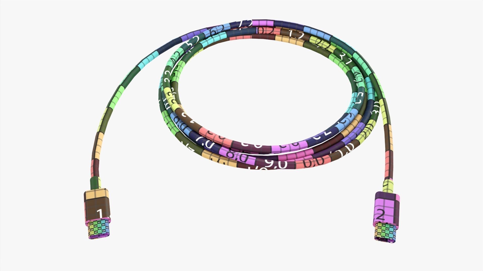 USB C cable double sided white 3D model_9