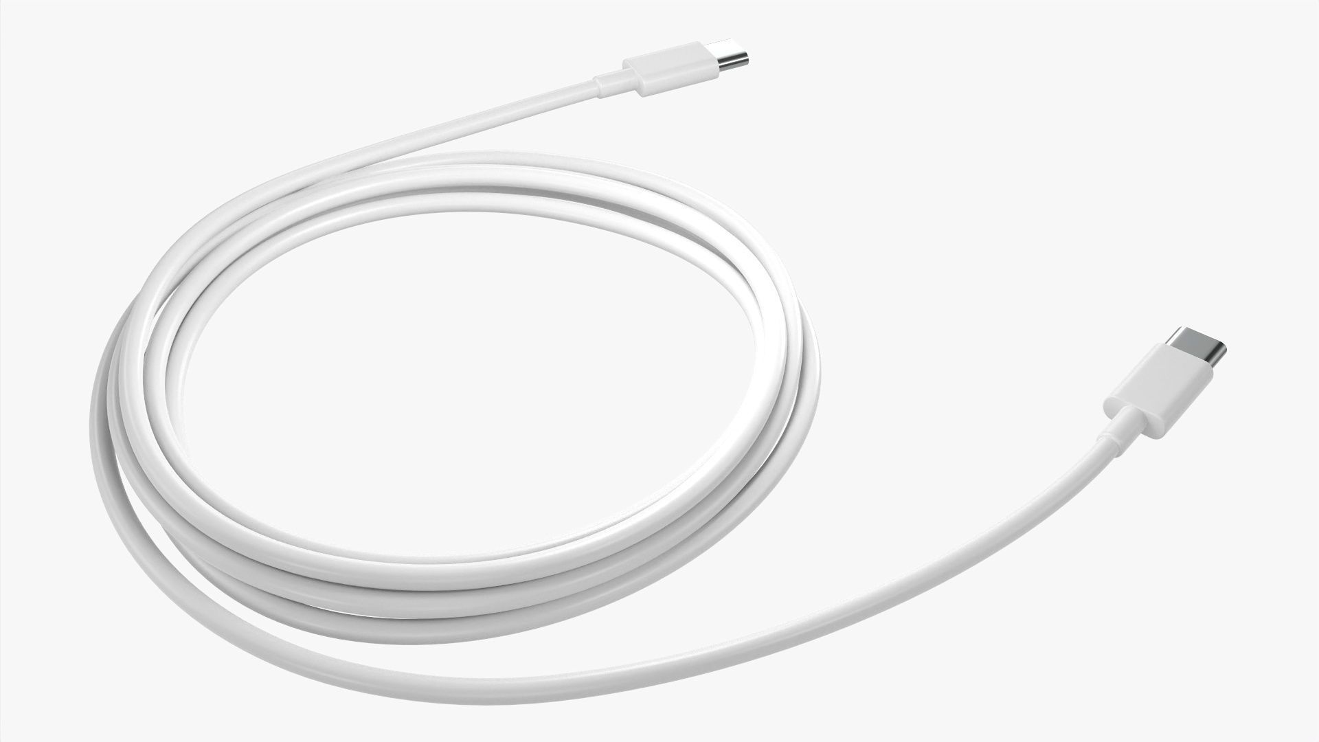 USB C cable double sided white 3D model_1