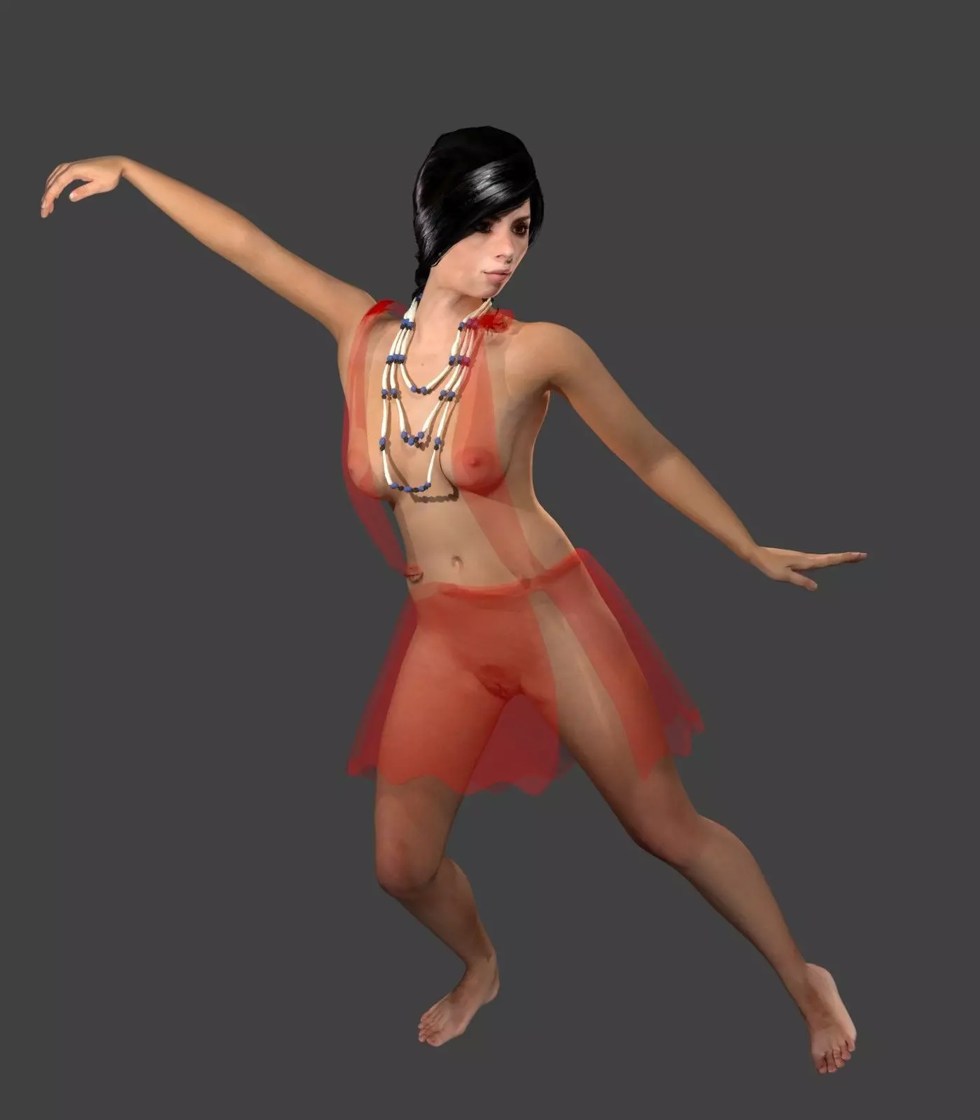 Chica morena bailando Belly-dance Low-poly 3D model_0