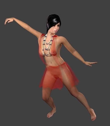 Chica morena bailando Belly-dance Low-poly 3D model