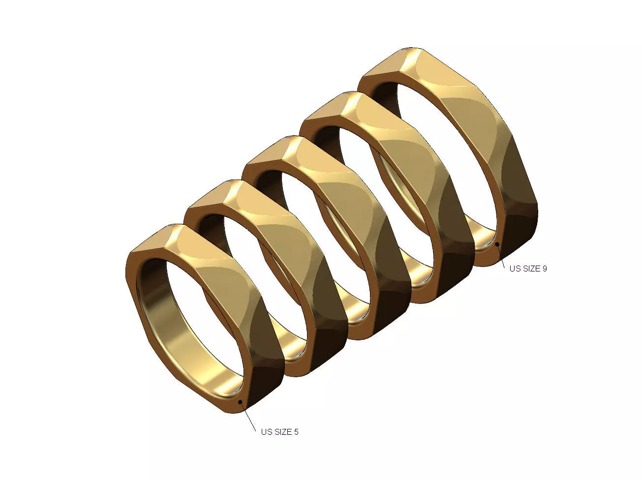 Round facets fashion band US sizes 5to9 3D print model