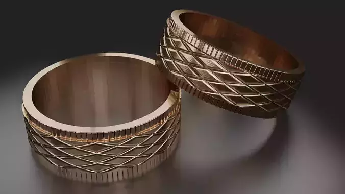 Jewelry Ring with Romb Pattern 3D print model STL 3dm