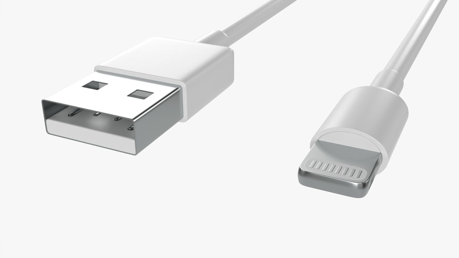 USB C lightning cables set white 3D model_2