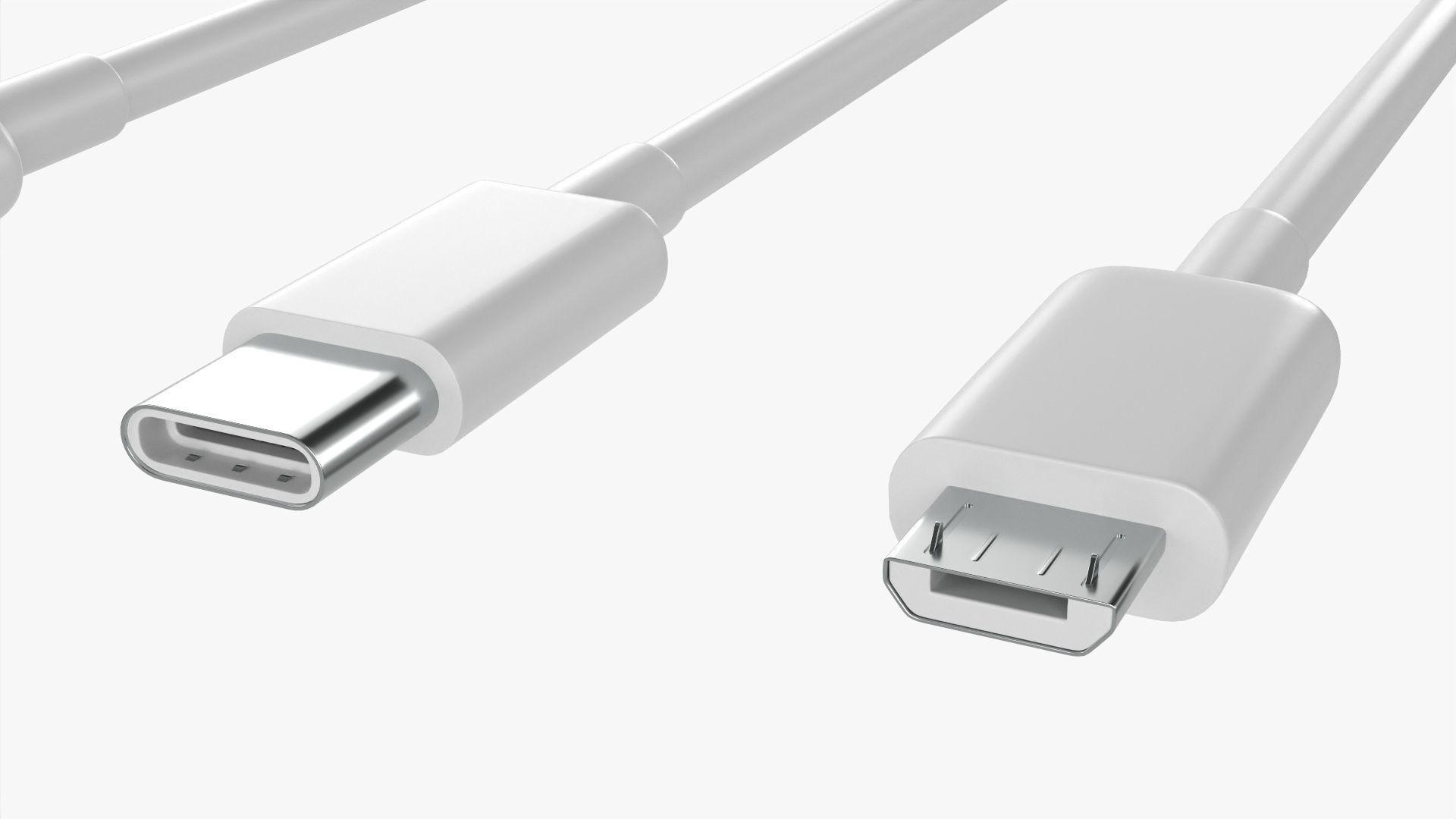 USB C lightning cables set white 3D model_3