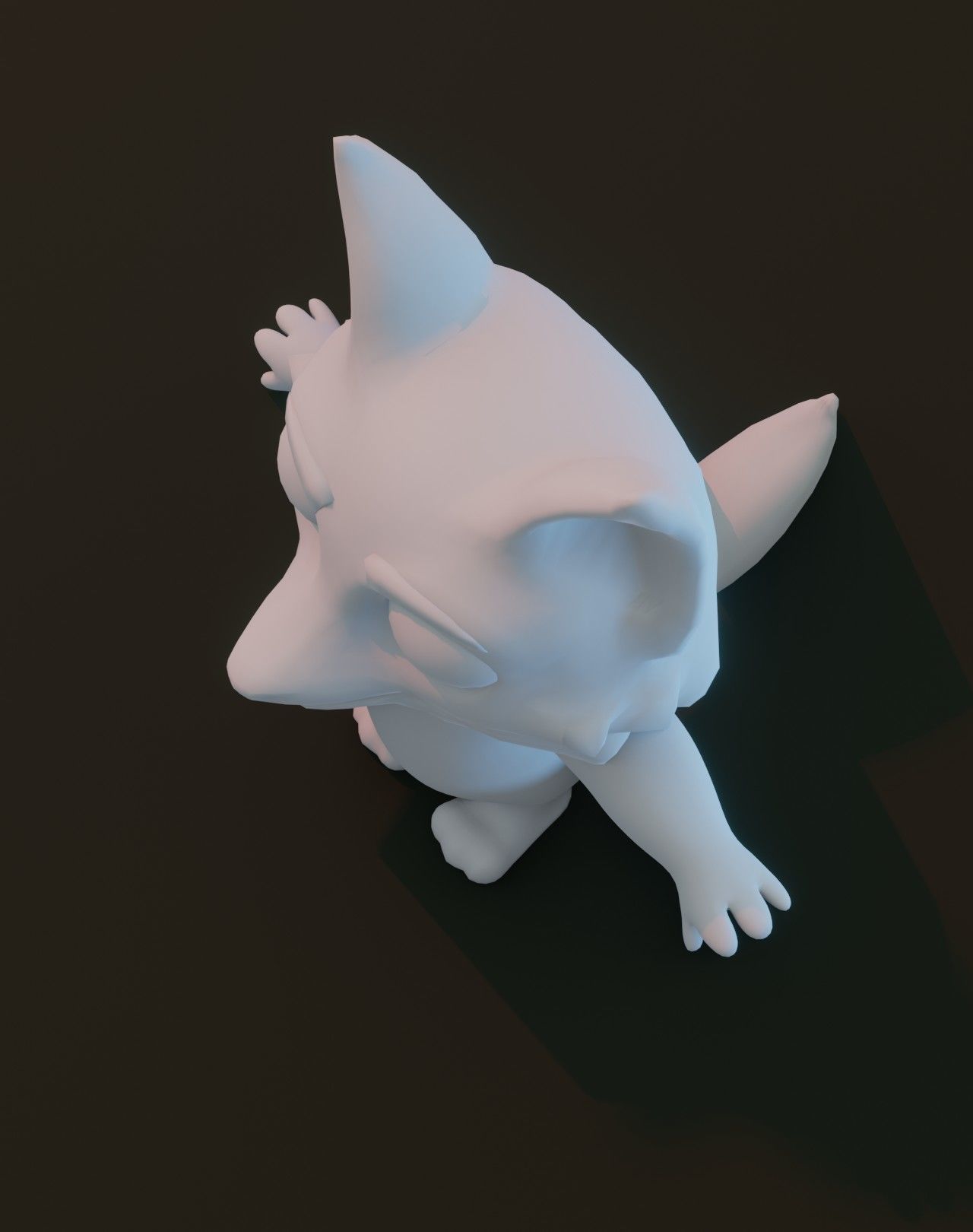 Cartoon Fox Rigged Base Mesh 3D Model Low-poly 3D model_4