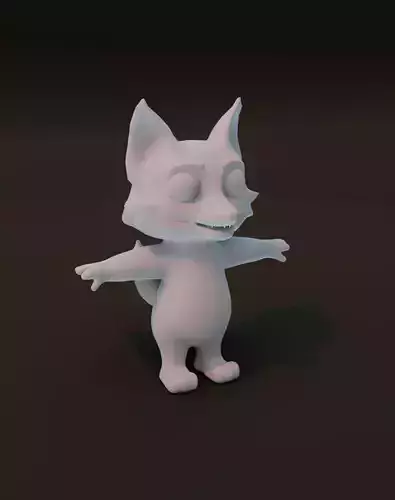 Cartoon Fox Rigged Base Mesh 3D Model Low-poly 3D model
