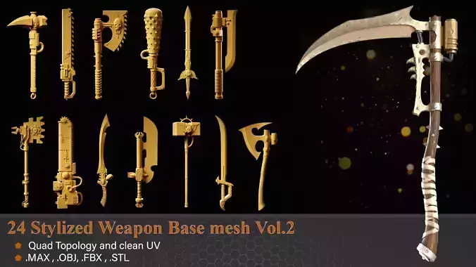 24 Stylized Weapon Base mesh Vol2