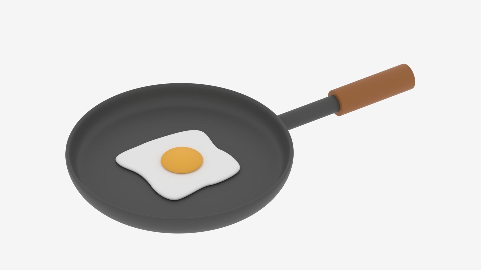 Cartoon Frying Pan and Fried Egg 3D model_1