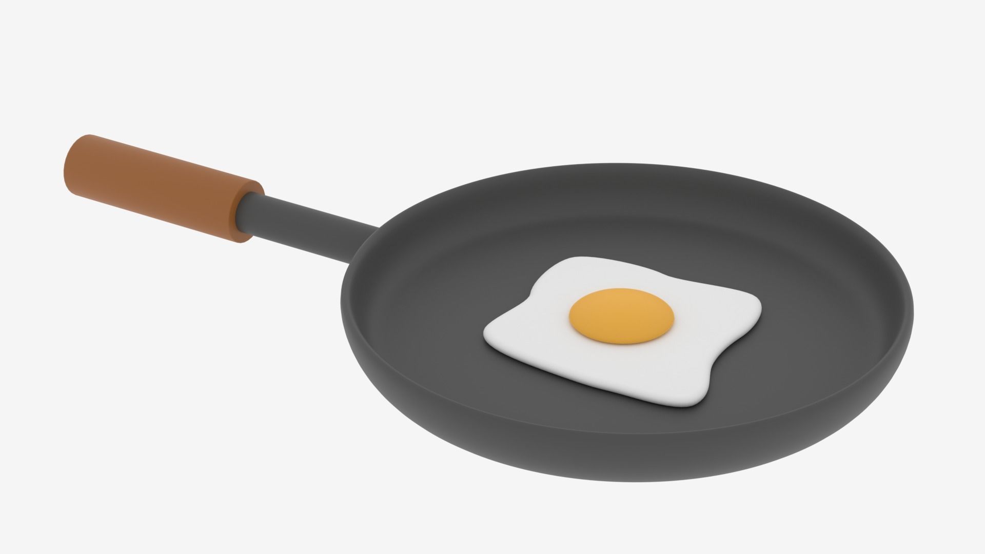 Cartoon Frying Pan and Fried Egg 3D model_3