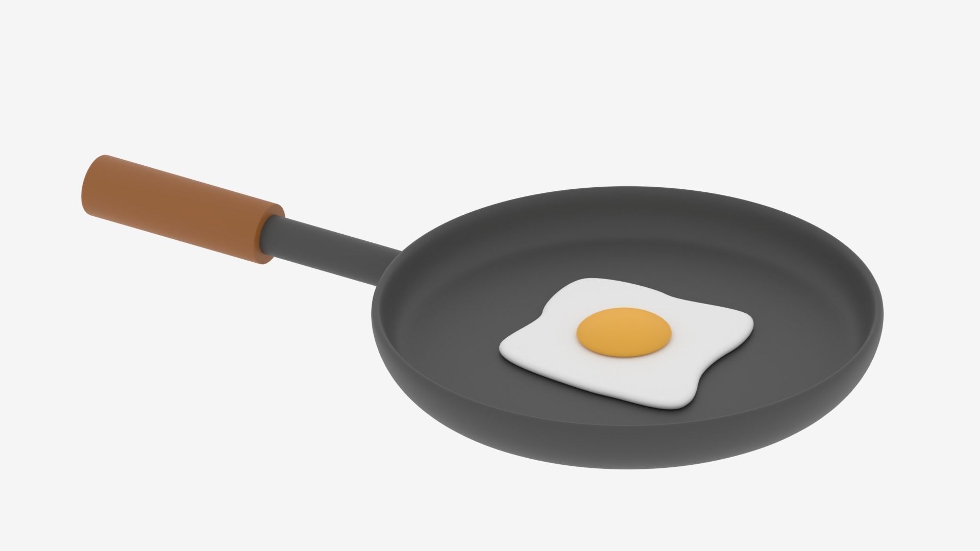 Cartoon Frying Pan and Fried Egg 3D model_2