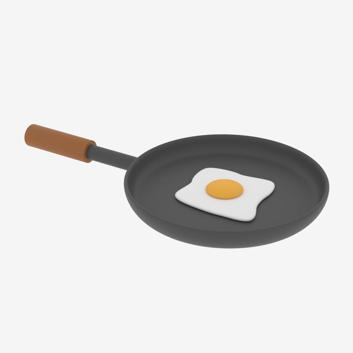Cartoon Frying Pan and Fried Egg 3D model_7