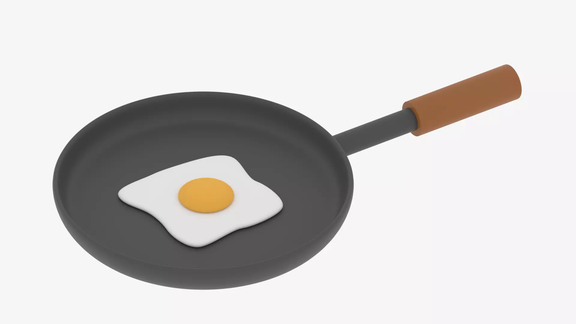Cartoon Frying Pan and Fried Egg 3D model_0