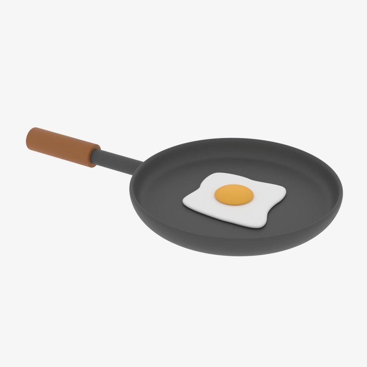 Cartoon Frying Pan and Fried Egg 3D model_6