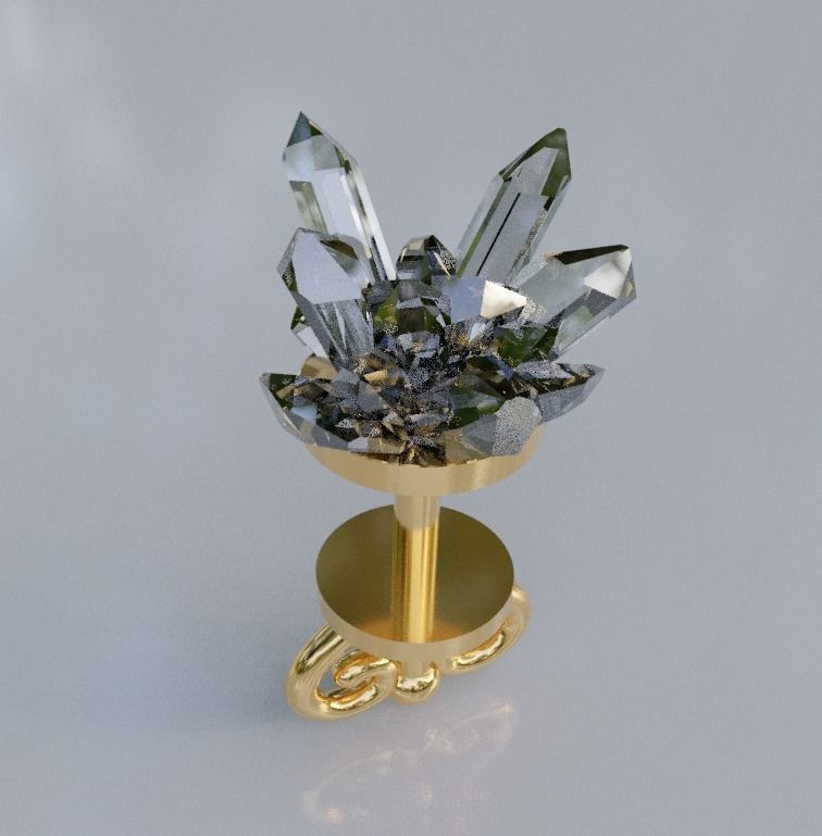 Earrings with quartz gems on the top 3D print model_2