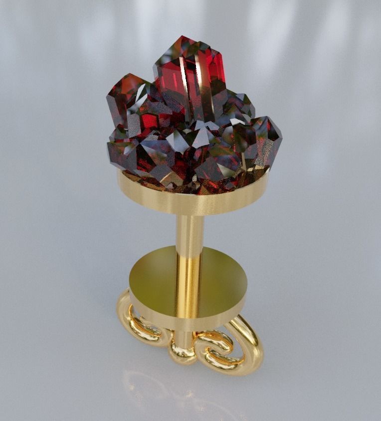 Earrings with quartz gems on the top 3D print model_1